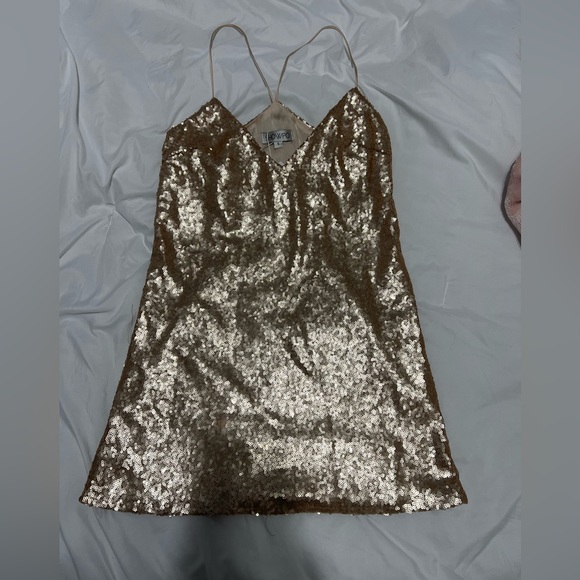 Gold Sequin Mini Dress - Picture 1 of 4
